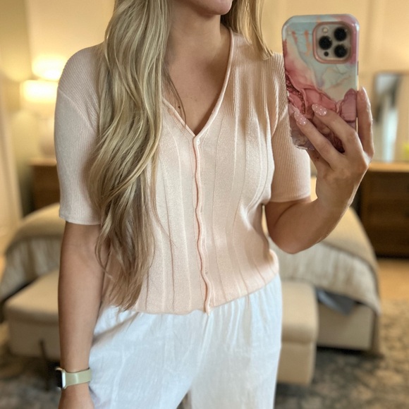 Anne Klein Blush Ribbed Sweater - Picture 1 of 5